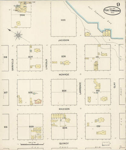 Sanborn Fire Insurance Map from Port Townsend, Jefferson County, Washington (1890), Sheet #0009 - Complete Map Set gallery image, historic Sanborn map, vintage wall art, Washington Washington