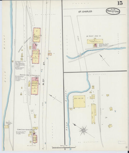 Sanborn Fire Insurance Map from Rockford, Winnebago County, Illinois (1891), Sheet #0015 - Complete Map Set gallery image, historic Sanborn map, vintage wall art, Illinois Illinois