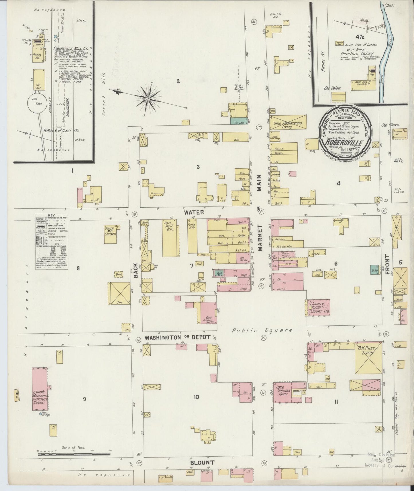 Sanborn Fire Insurance Map from Rogersville, Hawkins County, Tennessee. (1897) – Historic Sanborn Fire Insurance Map Print
