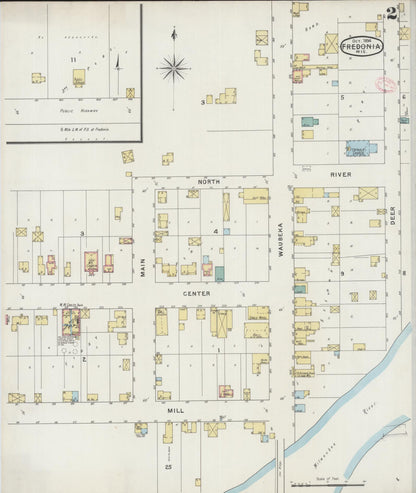 Sanborn Fire Insurance Map from Fredonia, Ozaukee County, Wisconsin (1894), Sheet #0002 - Complete Map Set gallery image, historic Sanborn map, vintage wall art, Wisconsin Wisconsin