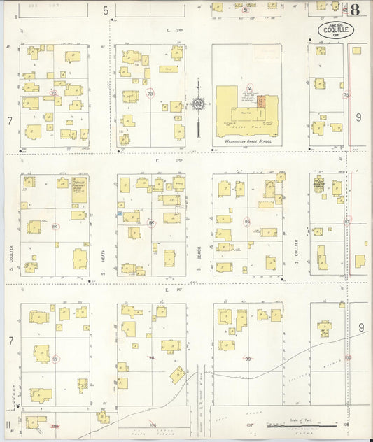 Sanborn Fire Insurance Map from Coquille, Coos County, Oregon (1945), Sheet #0008 - Historic Sanborn Fire Insurance Map Print, vintage old map wall art, antique decor, genealogy gift, Oregon Oregon map