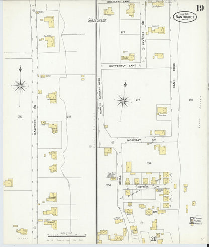 Sanborn Fire Insurance Map from Nantucket, Nantucket County, Massachusetts (1909), Sheet #0019 - Complete Map Set gallery image, historic Sanborn map, vintage wall art, Massachusetts Massachusetts