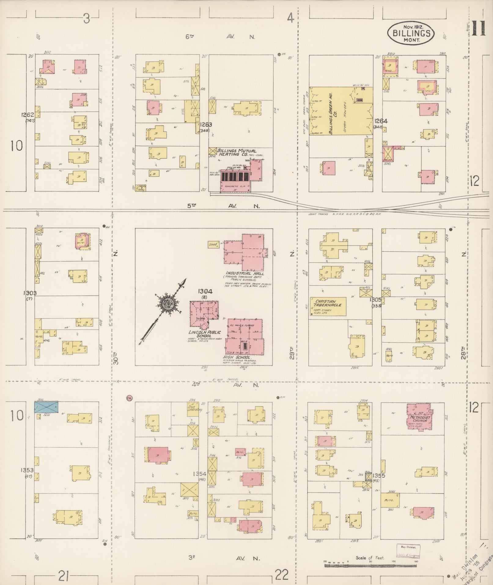 Sanborn Fire Insurance Map from Billings, Yellowstone County, Montana (1912), Sheet #0011 - Complete Map Set gallery image, historic Sanborn map, vintage wall art, Montana Montana