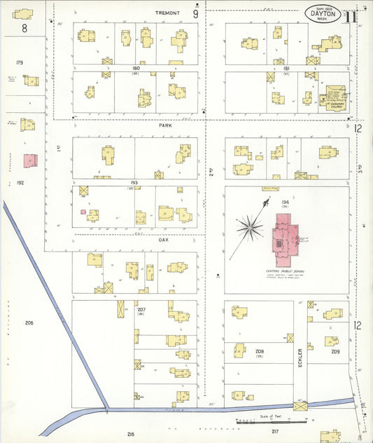 Sanborn Fire Insurance Map from Dayton, Columbia County, Washington (1909), Sheet #0011 - Historic Sanborn Fire Insurance Map Print, vintage old map wall art, antique decor, genealogy gift, Washington Washington map