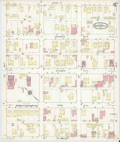Sanborn Fire Insurance Map from Brownsville, Cameron County, Texas (1914), Sheet #0006 - Complete Map Set gallery image, historic Sanborn map, vintage wall art, Texas Texas
