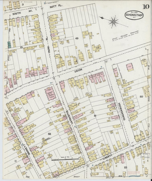 Sanborn Fire Insurance Map from Schenectady, Schenectady County, New York (1889), Sheet #0010 - Historic Sanborn Fire Insurance Map Print, vintage old map wall art, antique decor, genealogy gift, New York New York map