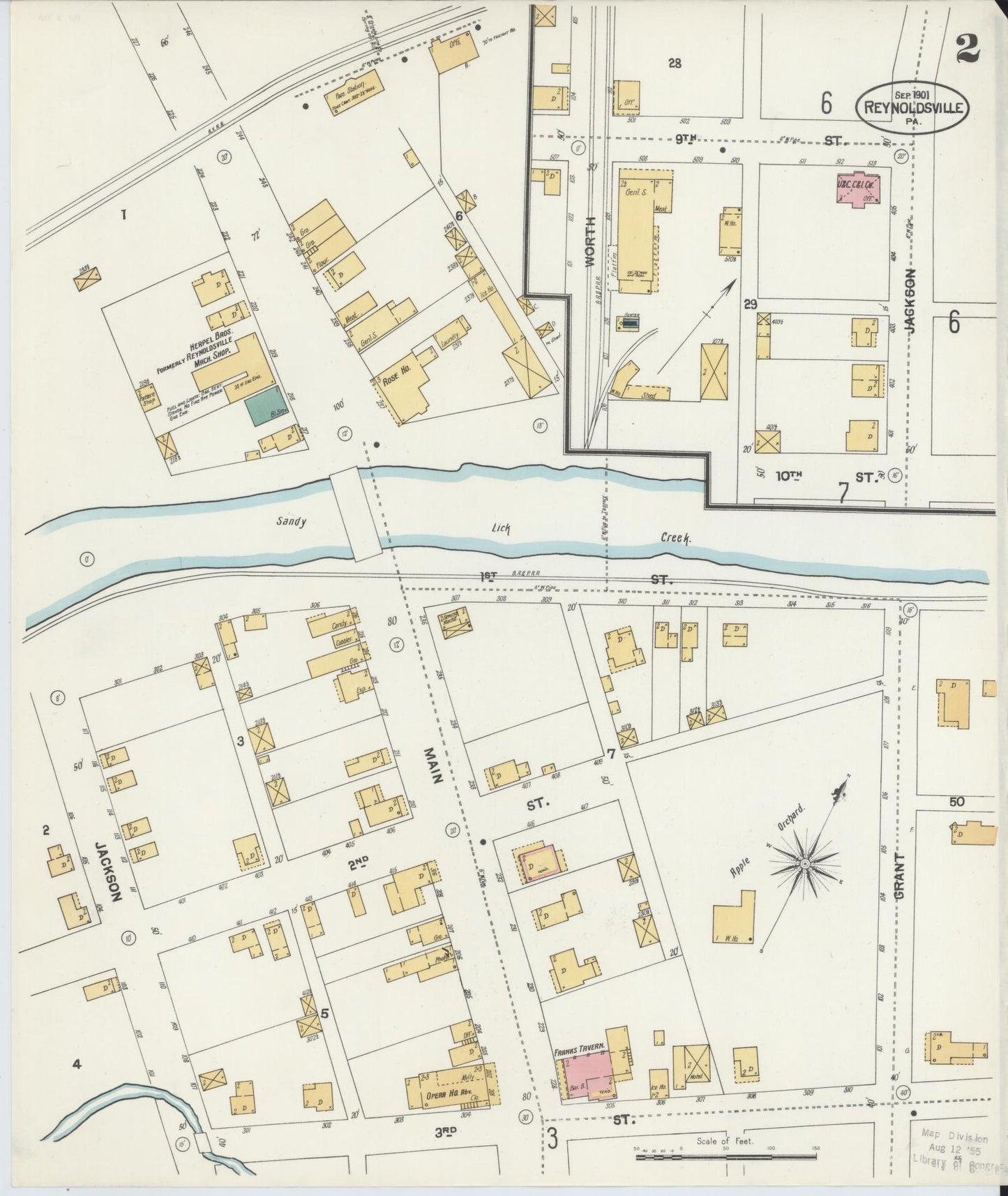 Sanborn Fire Insurance Map from Reynoldsville, Jefferson County, Pennsylvania (1901), Sheet #0002 - Historic Sanborn Fire Insurance Map Print, vintage old map wall art, antique decor, genealogy gift, Pennsylvania Pennsylvania map