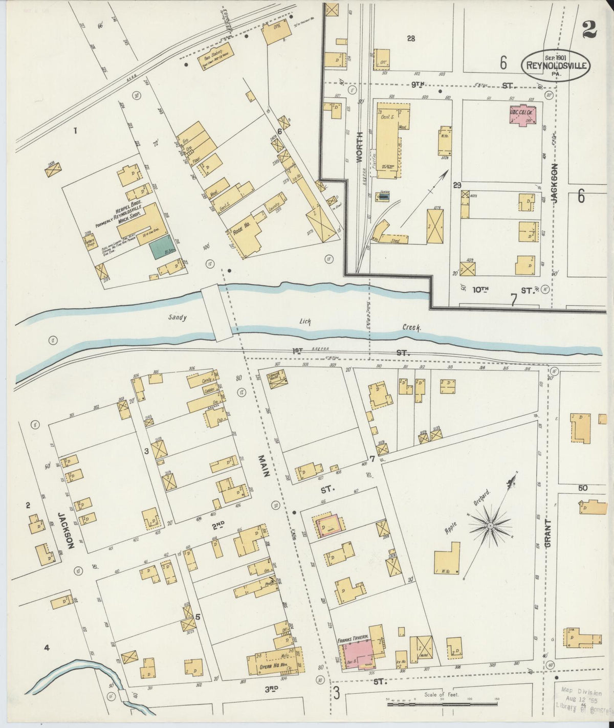 Sanborn Fire Insurance Map from Reynoldsville, Jefferson County, Pennsylvania (1901), Sheet #0002 - Historic Sanborn Fire Insurance Map Print, vintage old map wall art, antique decor, genealogy gift, Pennsylvania Pennsylvania map