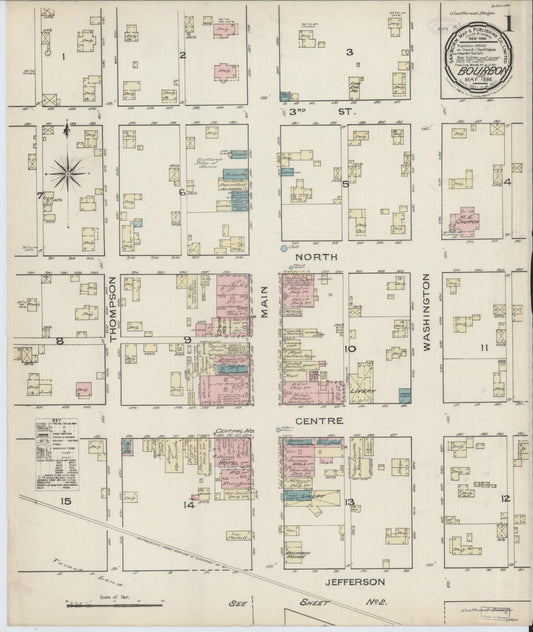 Sanborn Fire Insurance Map from Bourbon, Marshall County, Indiana (1886), Sheet #0001 - Complete Map Set gallery image, historic Sanborn map, vintage wall art, Indiana Indiana
