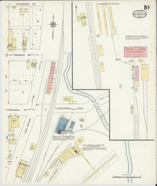 Sanborn Fire Insurance Map from De Queen, Sevier County, Arkansas (1914), Sheet #0010 - Historic Sanborn Fire Insurance Map Print, vintage old map wall art, antique decor, genealogy gift, Arkansas Arkansas map