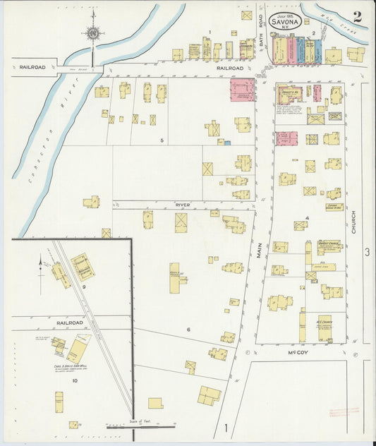 Sanborn Fire Insurance Map from Savona, Steuben County, New York (1915), Sheet #0002 - Historic Sanborn Fire Insurance Map Print, vintage old map wall art, antique decor, genealogy gift, New York New York map