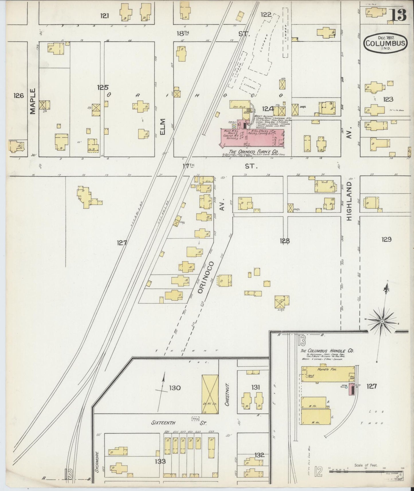 Sanborn Fire Insurance Map from Columbus, Bartholomew County, Indiana (1892), Sheet #0013 - Complete Map Set gallery image, historic Sanborn map, vintage wall art, Indiana Indiana