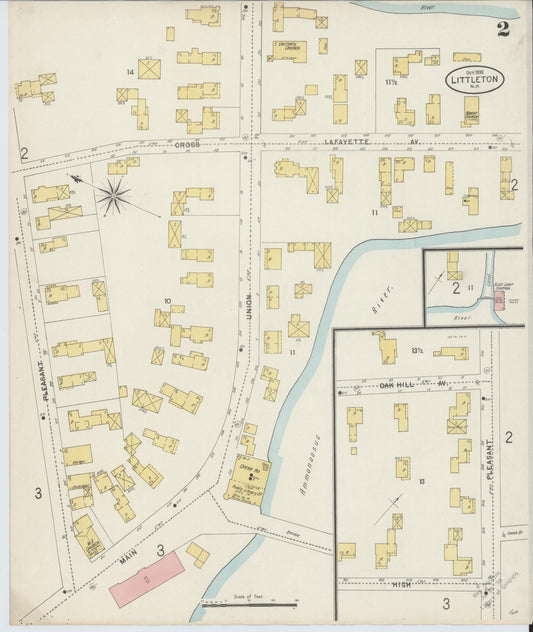 Sanborn Fire Insurance Map from Littleton, Grafton County, New Hampshire (1898), Sheet #0002 - Historic Sanborn Fire Insurance Map Print, vintage old map wall art, antique decor, genealogy gift, New Hampshire New Hampshire map