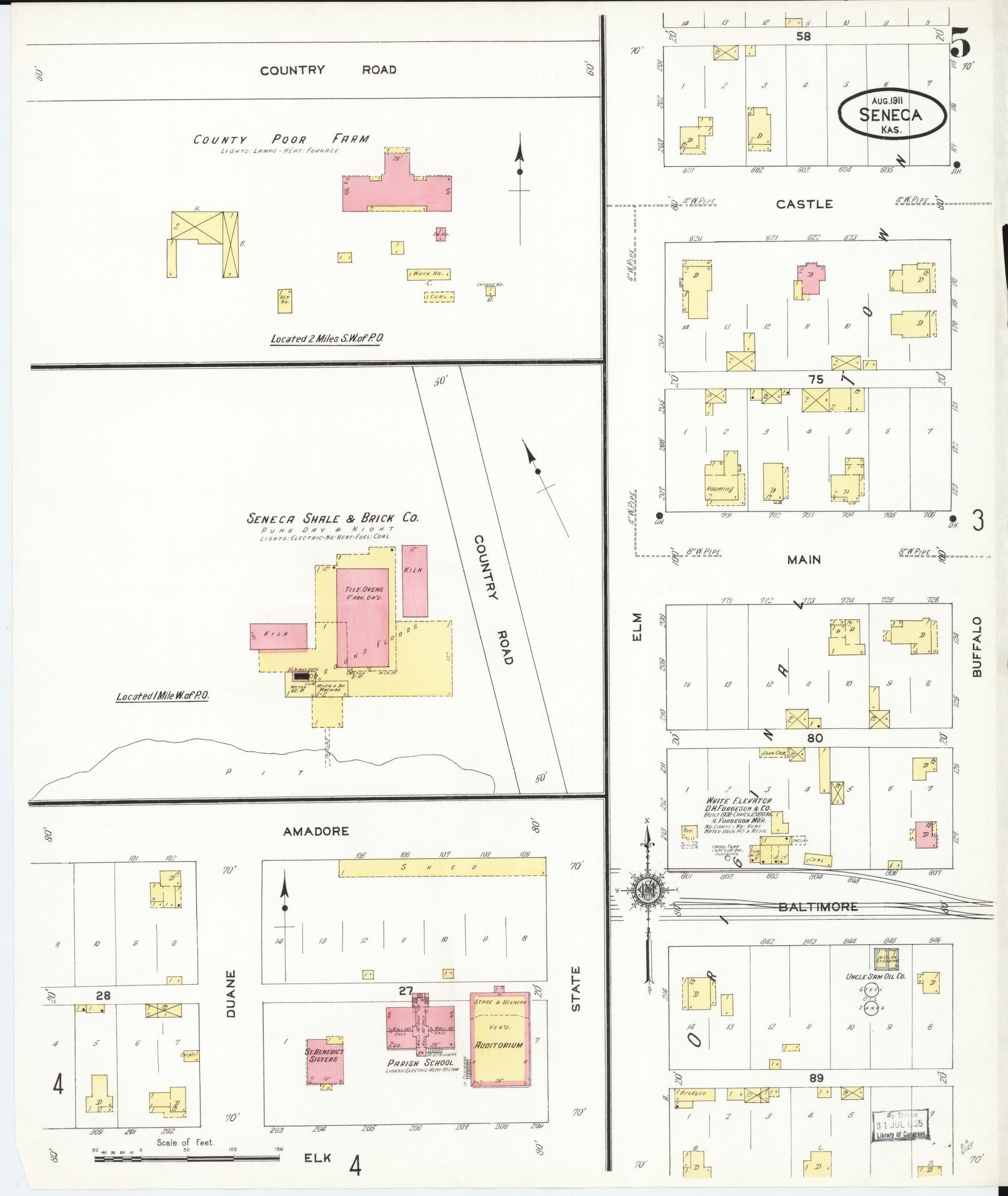 Sanborn Fire Insurance Map from Seneca, Nemaha County, Kansas (1911), Sheet #0005 - Complete Map Set gallery image, historic Sanborn map, vintage wall art, Kansas Kansas