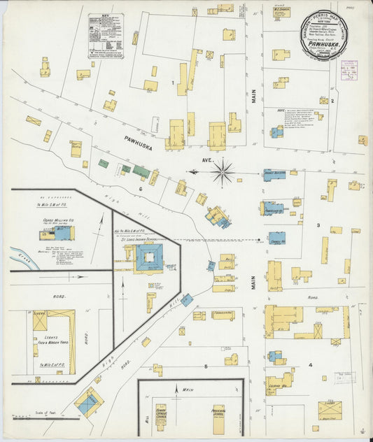 Sanborn Fire Insurance Map from Pawhuska, Osage County, Oklahoma (1901), Sheet #0001 - Historic Sanborn Fire Insurance Map Print, vintage old map wall art, antique decor, genealogy gift, Oklahoma Oklahoma map