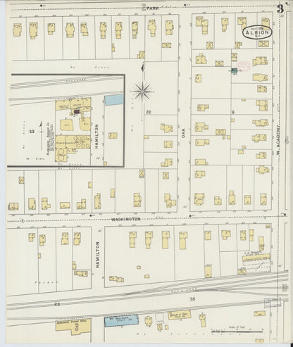 Sanborn Fire Insurance Map from Albion, Orleans County, New York (1894), Sheet #0003 - Complete Map Set gallery image, historic Sanborn map, vintage wall art, New York New York