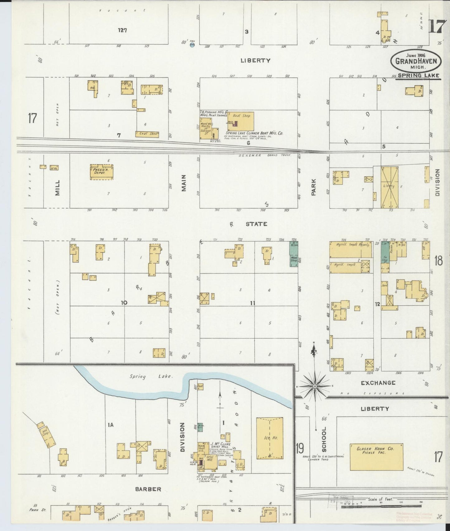 Sanborn Fire Insurance Map from Grand Haven, Ottawa County, Michigan (1906), Sheet #0017 - Complete Map Set gallery image, historic Sanborn map, vintage wall art, Michigan Michigan