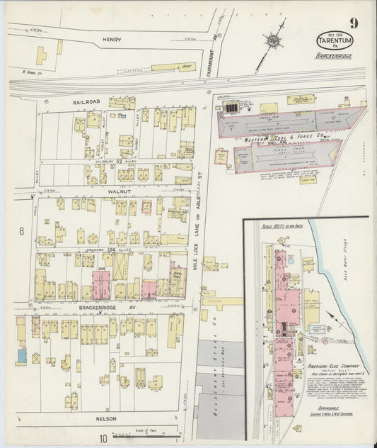Sanborn Fire Insurance Map from Tarentum, Allegheny County, Pennsylvania (1914), Sheet #0009 - Historic Sanborn Fire Insurance Map Print, vintage old map wall art, antique decor, genealogy gift, Pennsylvania Pennsylvania map