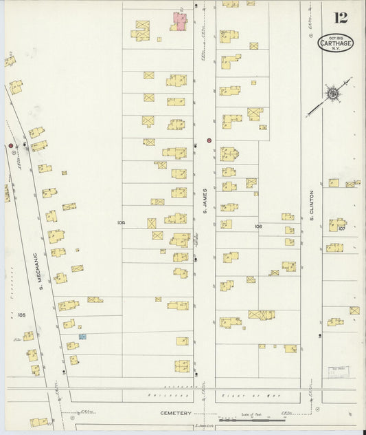 Sanborn Fire Insurance Map from Carthage, Jefferson County, New York (1915), Sheet #0012 - Historic Sanborn Fire Insurance Map Print, vintage old map wall art, antique decor, genealogy gift, New York New York map