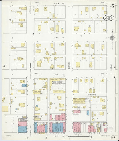 Sanborn Fire Insurance Map from Caney, Montgomery County, Kansas (1912), Sheet #0005 - Complete Map Set gallery image, historic Sanborn map, vintage wall art, Kansas Kansas