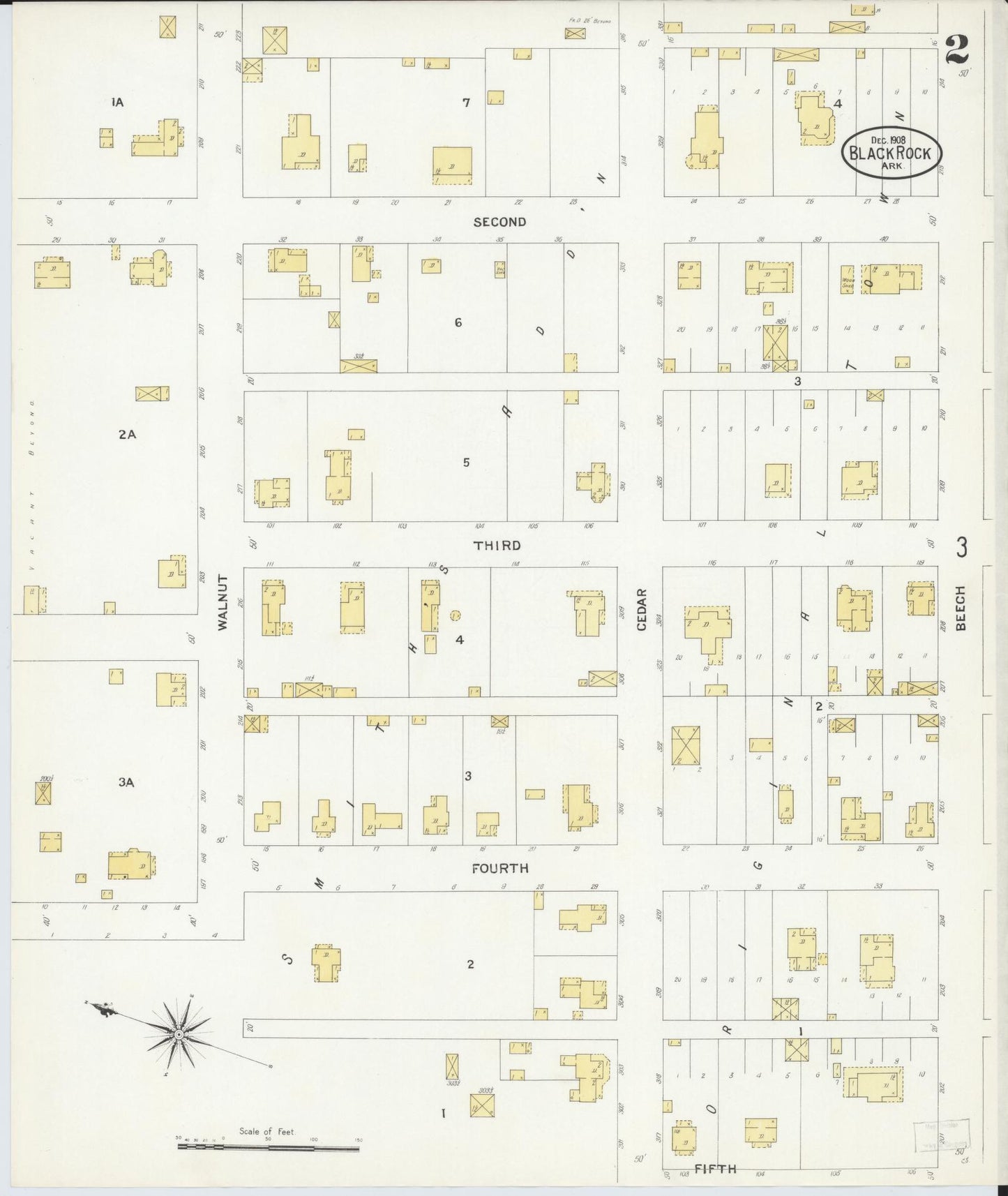 Sanborn Fire Insurance Map from Black Rock, Lawrence County, Arkansas (1908), Sheet #0002 - Complete Map Set gallery image, historic Sanborn map, vintage wall art, Arkansas Arkansas