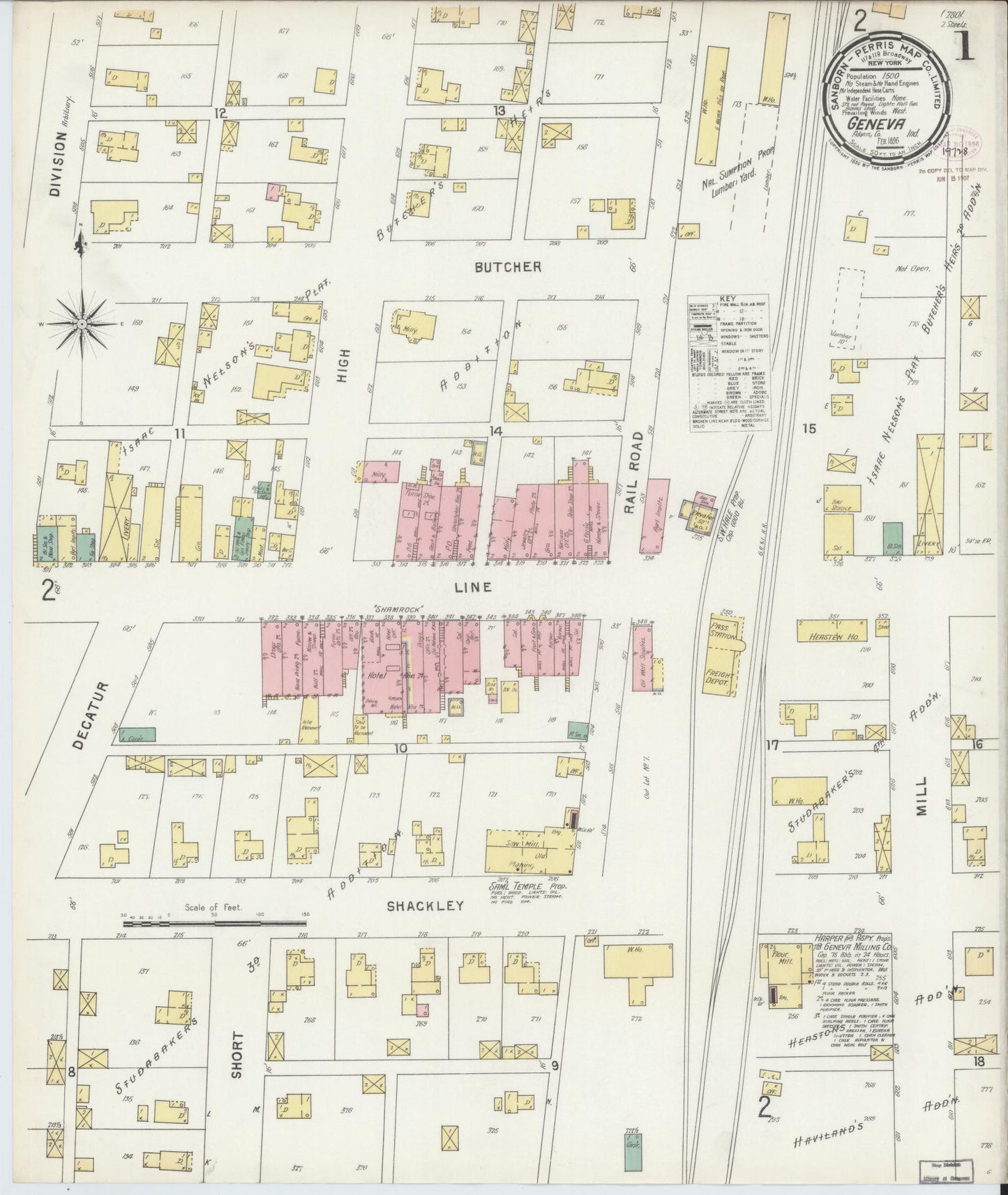 Sanborn Fire Insurance Map from Geneva, Adams County, Indiana (1896), Sheet #0001 - Complete Map Set gallery image, historic Sanborn map, vintage wall art, Indiana Indiana