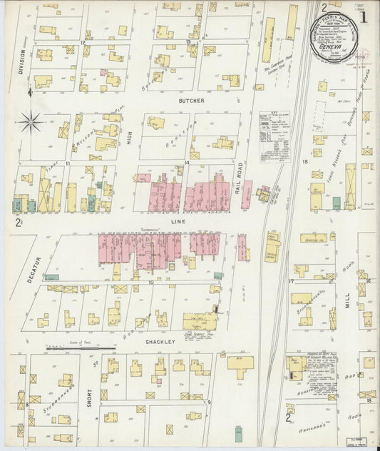 Sanborn Fire Insurance Map from Geneva, Adams County, Indiana (1896), Sheet #0001 - Complete Map Set gallery image, historic Sanborn map, vintage wall art, Indiana Indiana