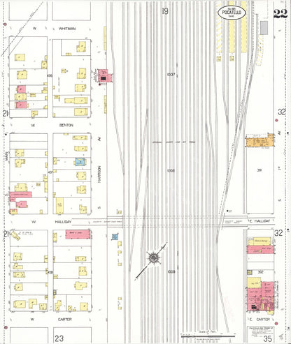 Sanborn Fire Insurance Map from Pocatello, Bannock County, Idaho (1921), Sheet #0022 - Complete Map Set gallery image, historic Sanborn map, vintage wall art, Idaho Idaho