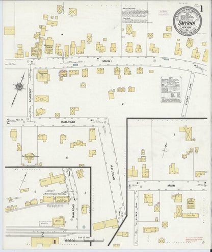 Sanborn Fire Insurance Map from Smyrna, Chenango County, New York (1911), Sheet #0001 - Complete Map Set gallery image, historic Sanborn map, vintage wall art, New York New York