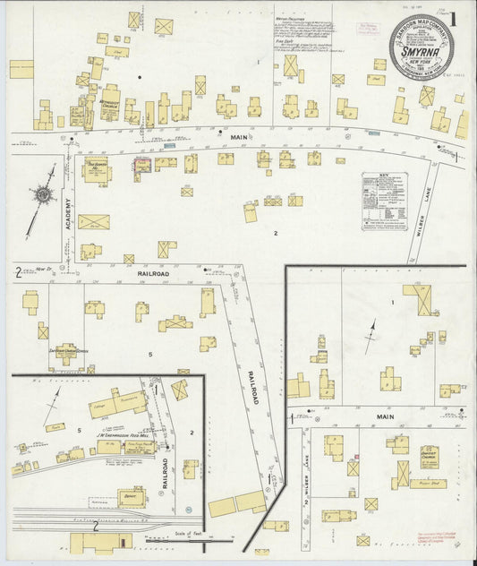 Sanborn Fire Insurance Map from Smyrna, Chenango County, New York (1911), Sheet #0001 - Complete Map Set gallery image, historic Sanborn map, vintage wall art, New York New York
