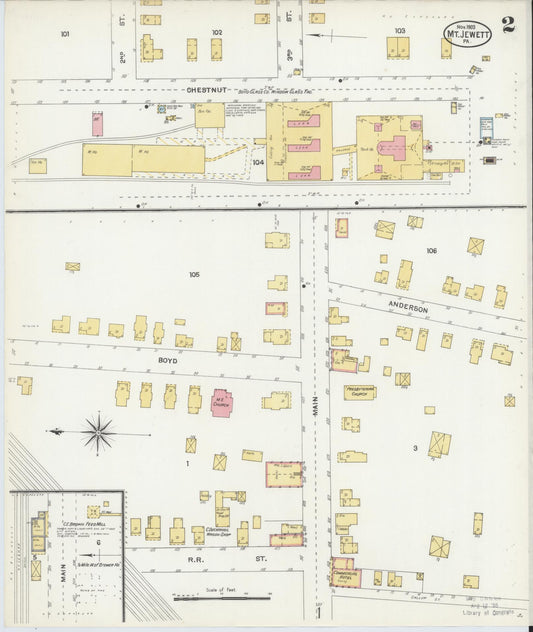 Sanborn Fire Insurance Map from Mount Jewett, McKean County, Pennsylvania (1903), Sheet #0002 - Historic Sanborn Fire Insurance Map Print, vintage old map wall art, antique decor, genealogy gift, Pennsylvania Pennsylvania map
