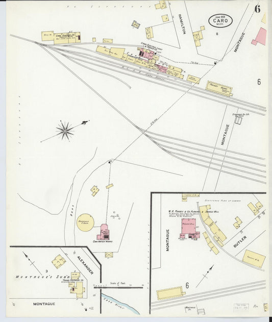 Sanborn Fire Insurance Map from Caro, Tuscola County, Michigan (1909), Sheet #0006 - Historic Sanborn Fire Insurance Map Print, vintage old map wall art, antique decor, genealogy gift, Michigan Michigan map