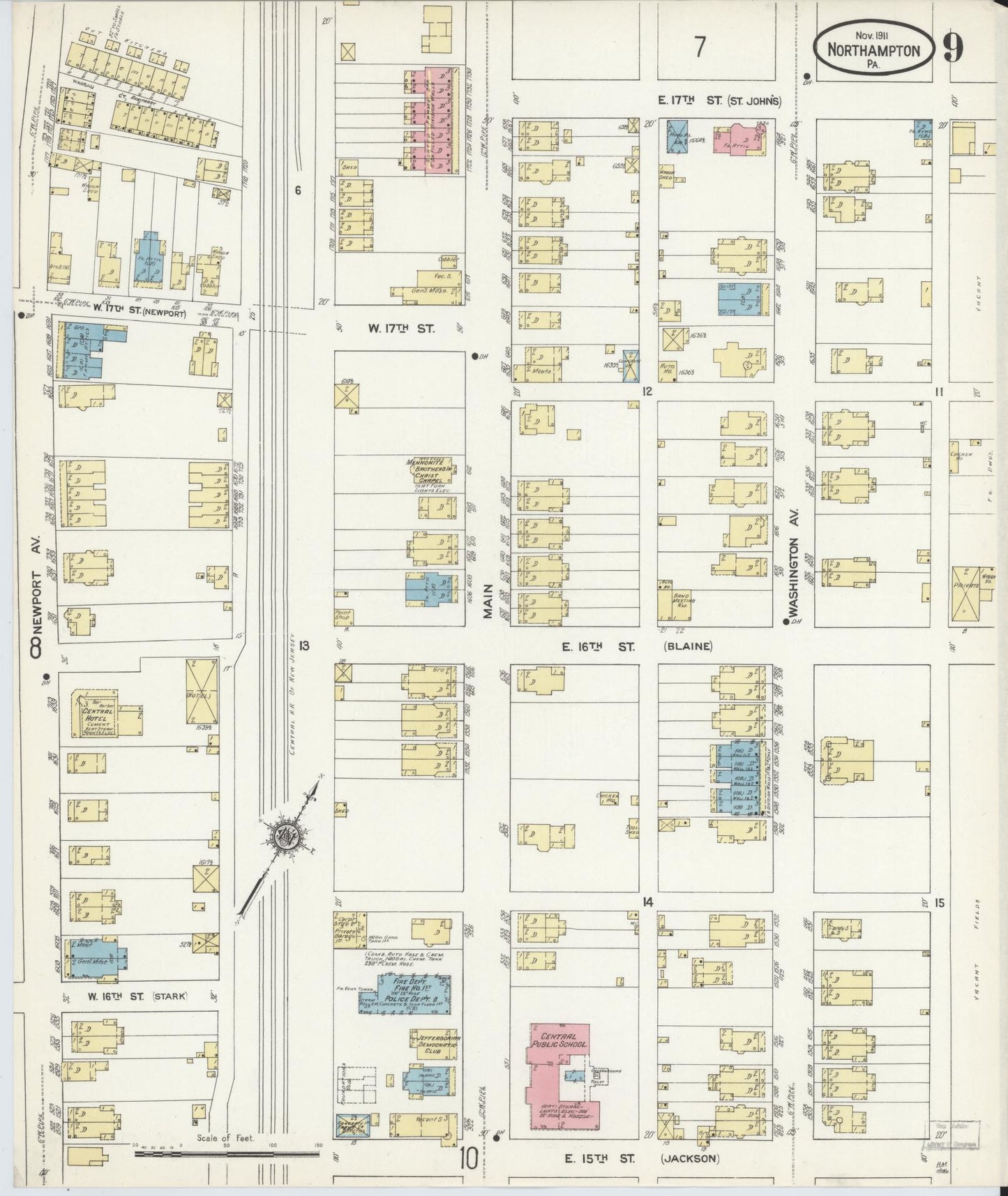 Sanborn Fire Insurance Map from Northampton, Northampton County, Pennsylvania (1911), Sheet #0009 - Complete Map Set gallery image, historic Sanborn map, vintage wall art, Pennsylvania Pennsylvania