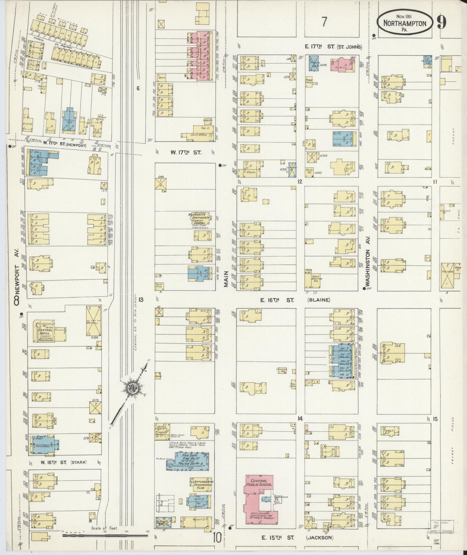 Sanborn Fire Insurance Map from Northampton, Northampton County, Pennsylvania (1911), Sheet #0009 - Complete Map Set gallery image, historic Sanborn map, vintage wall art, Pennsylvania Pennsylvania
