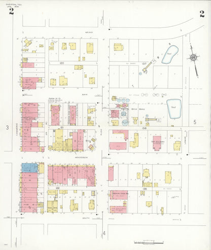 Sanborn Fire Insurance Map from Overton, Rusk County, Texas (1936), Sheet #0002 - Complete Map Set gallery image, historic Sanborn map, vintage wall art, Texas Texas