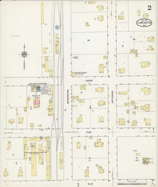 Sanborn Fire Insurance Map from Lancaster, Grant County, Wisconsin (1912), Sheet #0002 - Historic Sanborn Fire Insurance Map Print, vintage old map wall art, antique decor, genealogy gift, Wisconsin Wisconsin map