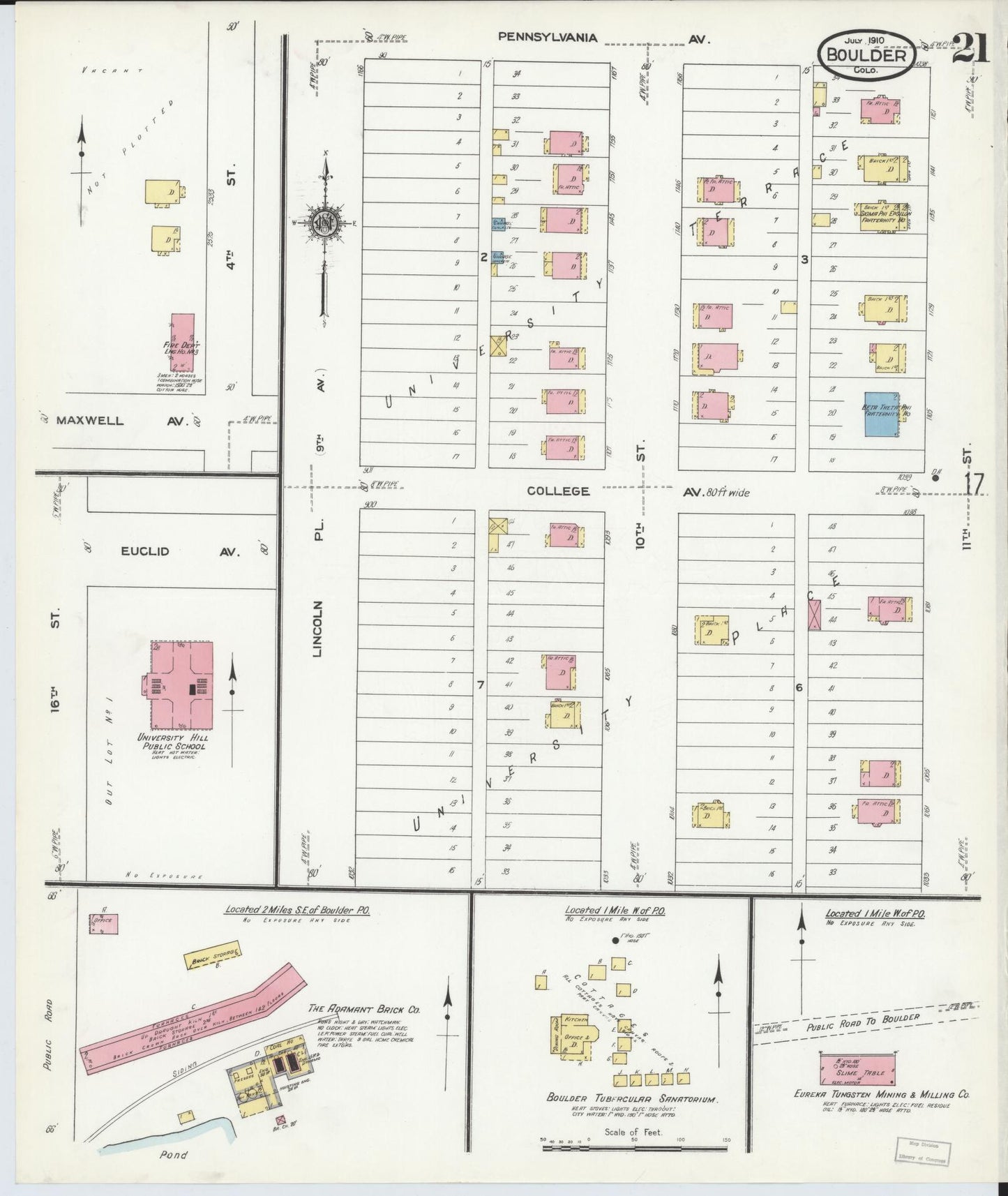 Sanborn Fire Insurance Map from Boulder, Boulder County, Colorado (1910), Sheet #0021 - Historic Sanborn Fire Insurance Map Print, vintage old map wall art, antique decor, genealogy gift, Colorado Colorado map