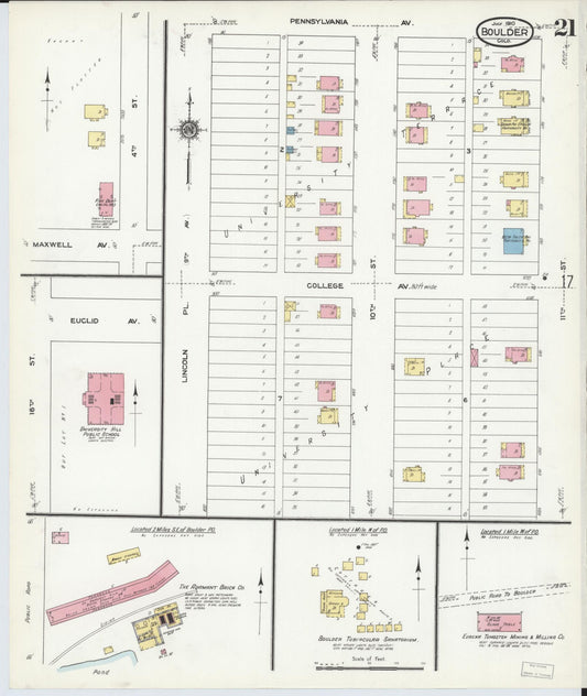 Sanborn Fire Insurance Map from Boulder, Boulder County, Colorado (1910), Sheet #0021 - Historic Sanborn Fire Insurance Map Print, vintage old map wall art, antique decor, genealogy gift, Colorado Colorado map