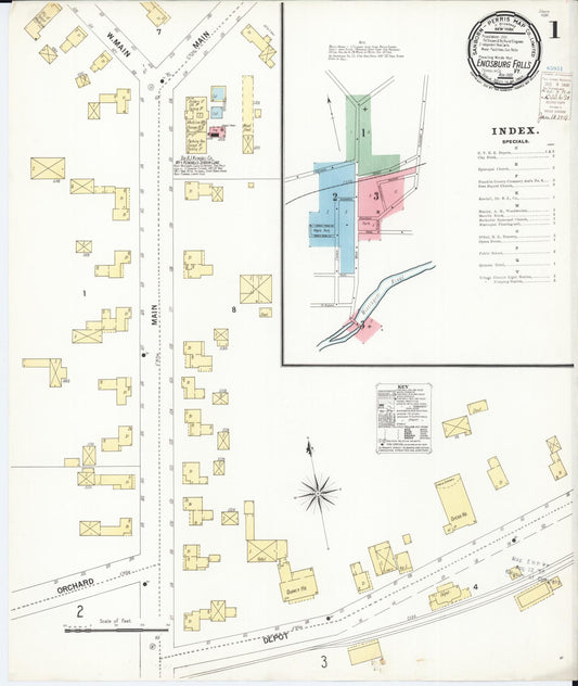 Sanborn Fire Insurance Map from Enosburg Falls, Franklin County, Vermont (1900), Sheet #0001 - Complete Map Set gallery image, historic Sanborn map, vintage wall art, Vermont Vermont