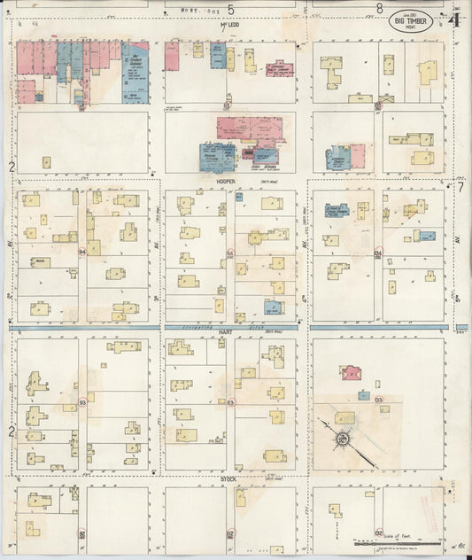 Sanborn Fire Insurance Map from Big Timber, Sweet Grass County, Montana (1938), Sheet #0004 - Historic Sanborn Fire Insurance Map Print, vintage old map wall art, antique decor, genealogy gift, Montana Montana map