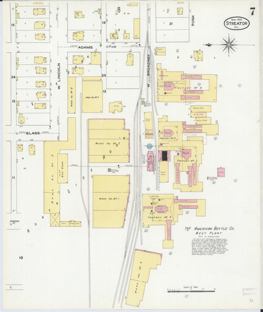 Sanborn Fire Insurance Map from Streator, La Salle County, Illinois (1909), Sheet #0007 - Historic Sanborn Fire Insurance Map Print, vintage old map wall art, antique decor, genealogy gift, Illinois Illinois map