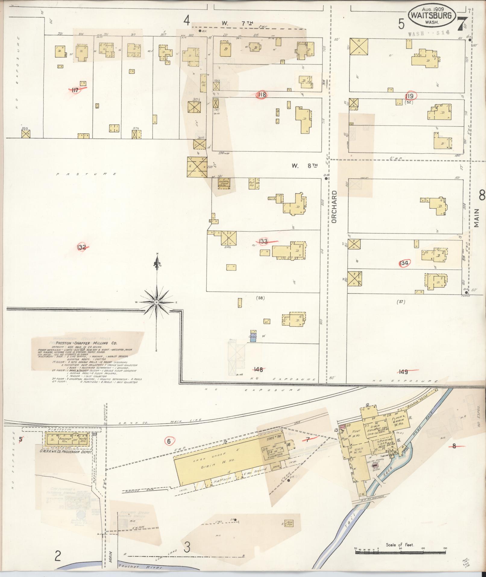 Sanborn Fire Insurance Map from Waitsburg, Walla Walla County, Washington (1933), Sheet #0007 - Complete Map Set gallery image, historic Sanborn map, vintage wall art, Washington Washington