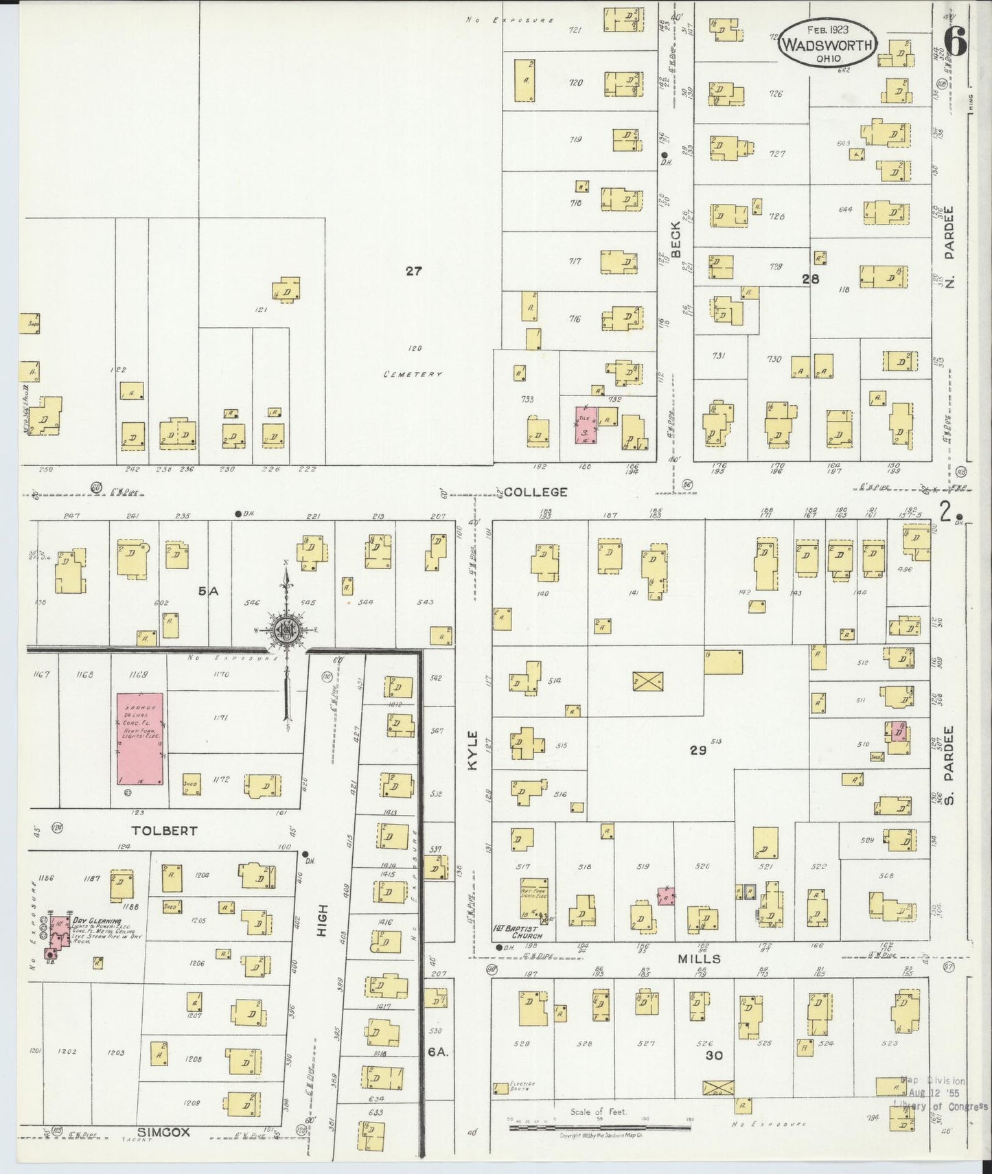 Sanborn Fire Insurance Map from Wadsworth, Medina County, Ohio (1923), Sheet #0006 - Complete Map Set gallery image, historic Sanborn map, vintage wall art, Ohio Ohio