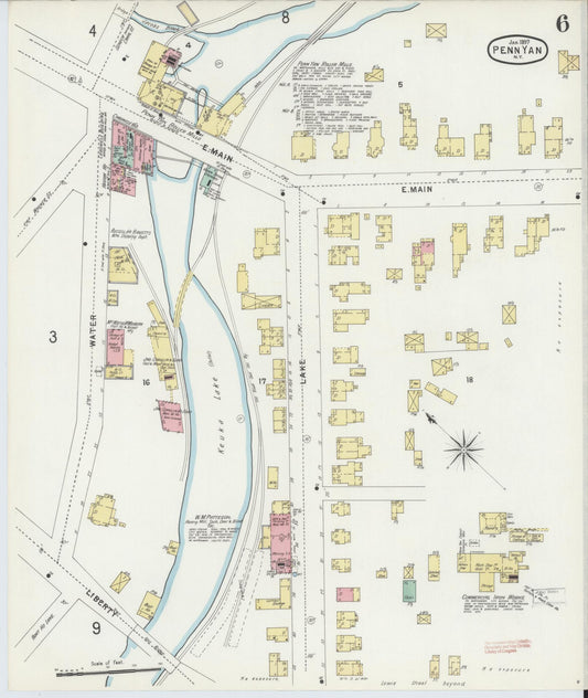 Sanborn Fire Insurance Map from Penn Yan, Yates County, New York (1897), Sheet #0006 - Historic Sanborn Fire Insurance Map Print, vintage old map wall art, antique decor, genealogy gift, New York New York map