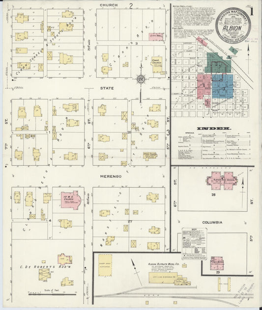Sanborn Fire Insurance Map from Albion, Boone County, Nebraska. (1909) – Historic Sanborn Fire Insurance Map Print