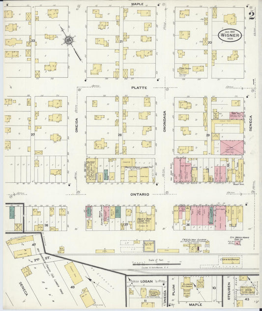Sanborn Fire Insurance Map from Wisner, Cuming County, Nebraska (1910), Sheet #0002 - Historic Sanborn Fire Insurance Map Print, vintage old map wall art, antique decor, genealogy gift, Nebraska Nebraska map