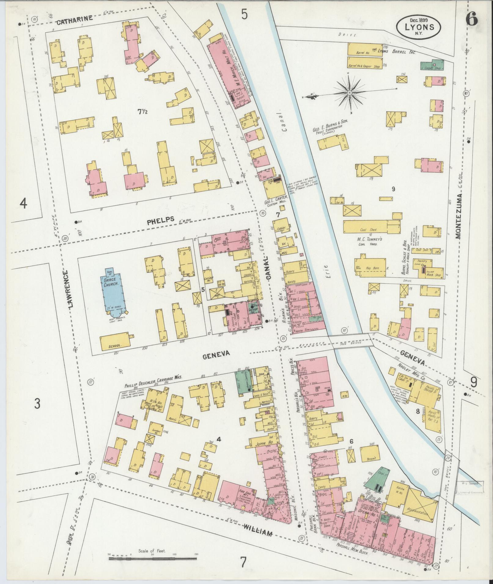Sanborn Fire Insurance Map from Lyons, Wayne County, New York (1899), Sheet #0006 - Complete Map Set gallery image, historic Sanborn map, vintage wall art, New York New York
