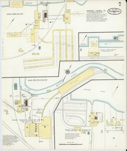 Sanborn Fire Insurance Map from Plymouth, Washington County, North Carolina (1910), Sheet #0007 - Complete Map Set gallery image, historic Sanborn map, vintage wall art, North Carolina North Carolina