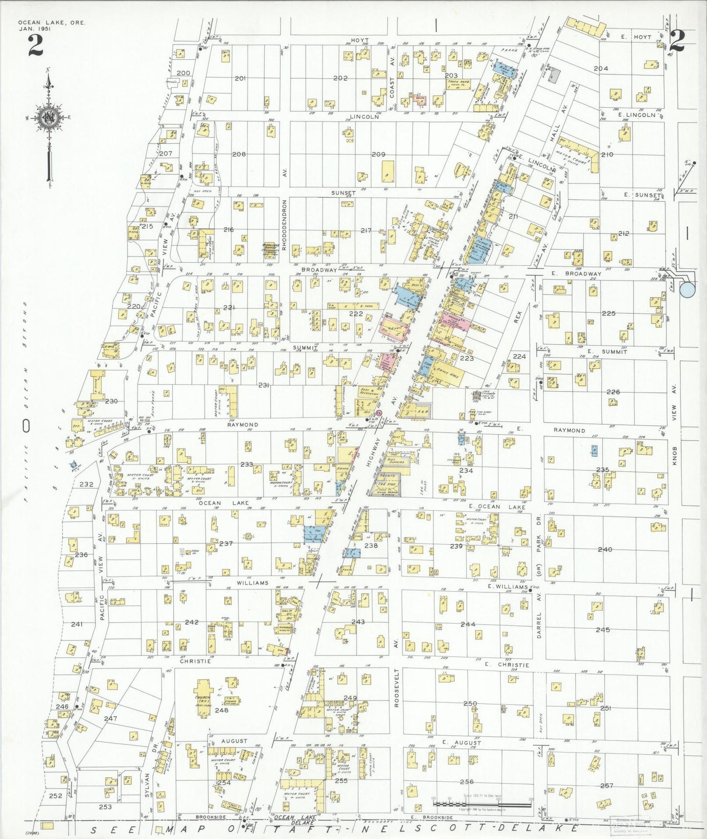 Sanborn Fire Insurance Map from Ocean Lake, Lincoln County, Oregon (1951), Sheet #0002 - Complete Map Set gallery image, historic Sanborn map, vintage wall art, Oregon Oregon