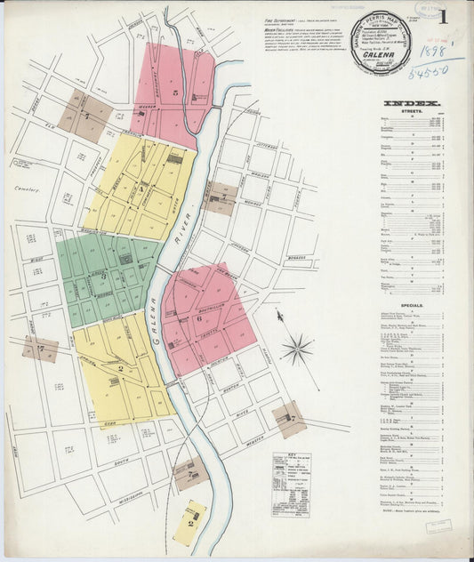 Sanborn Fire Insurance Map from Galena, Jo Daviess County, Illinois (1898), Sheet #0001 - Complete Map Set gallery image, historic Sanborn map, vintage wall art, Illinois Illinois
